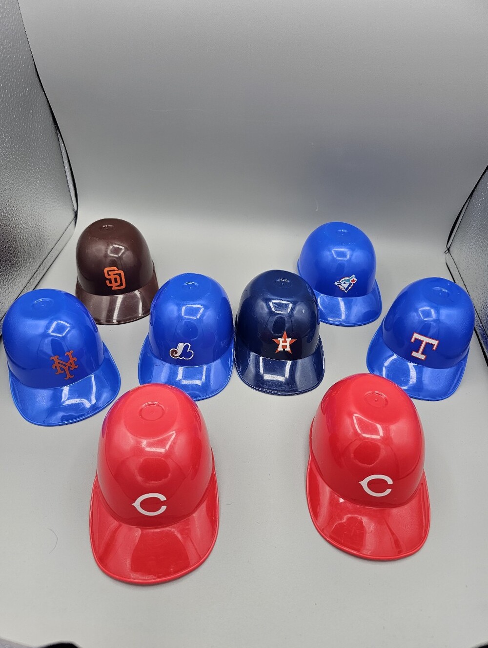 Mini Baseball Helmet Plastic Ice Cream Bowls MLB Hat Vtg Mets Reds Expos Astros